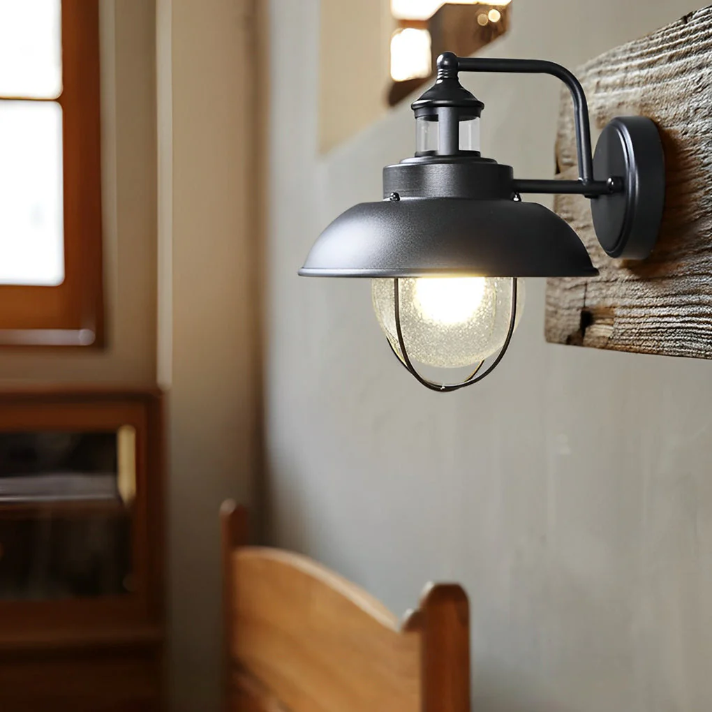 Famou Nautical Cage Seeded Glass Outdoor Wall Light