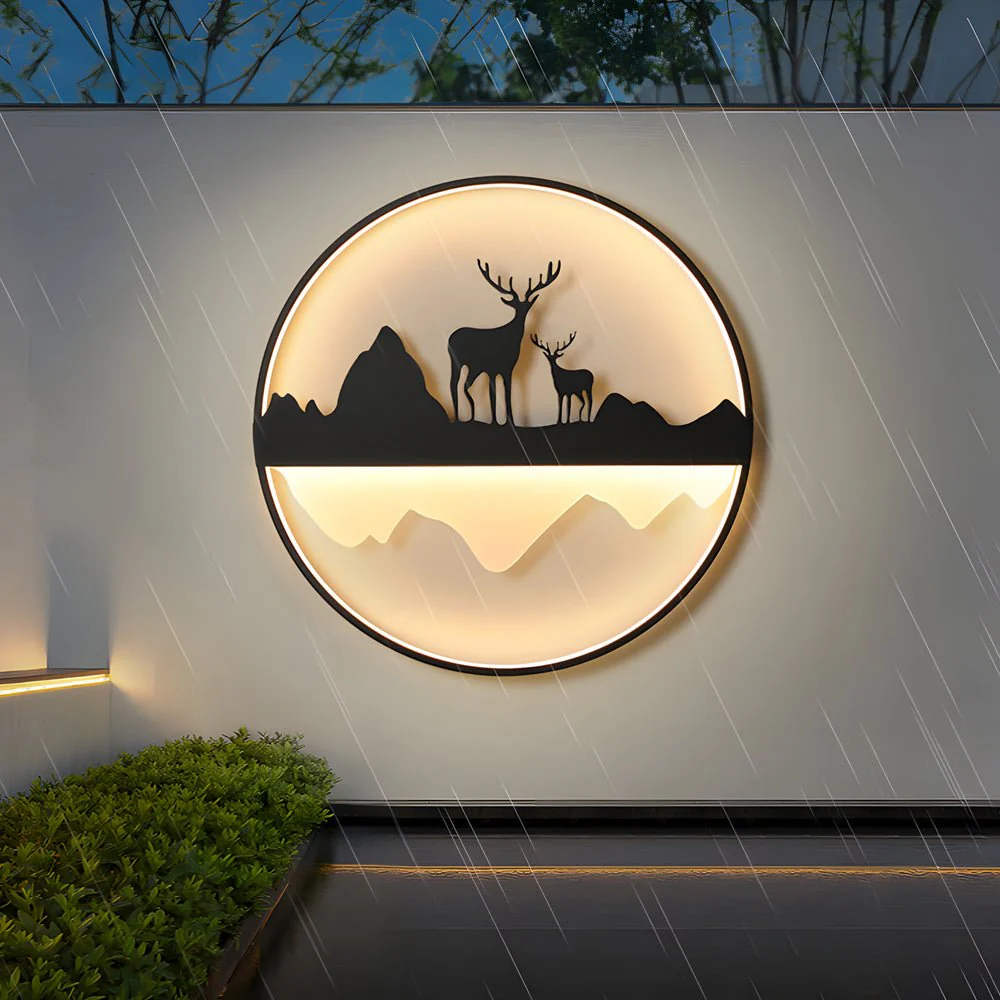 Farrell Round Mountain Scenery Outdoor Wall Lights - Image 2