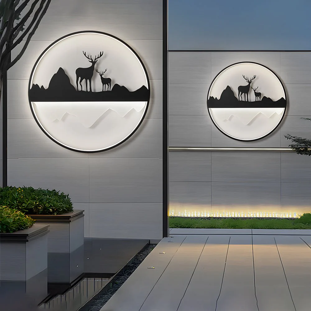 Farrell Round Mountain Scenery Outdoor Wall Lights - Image 5