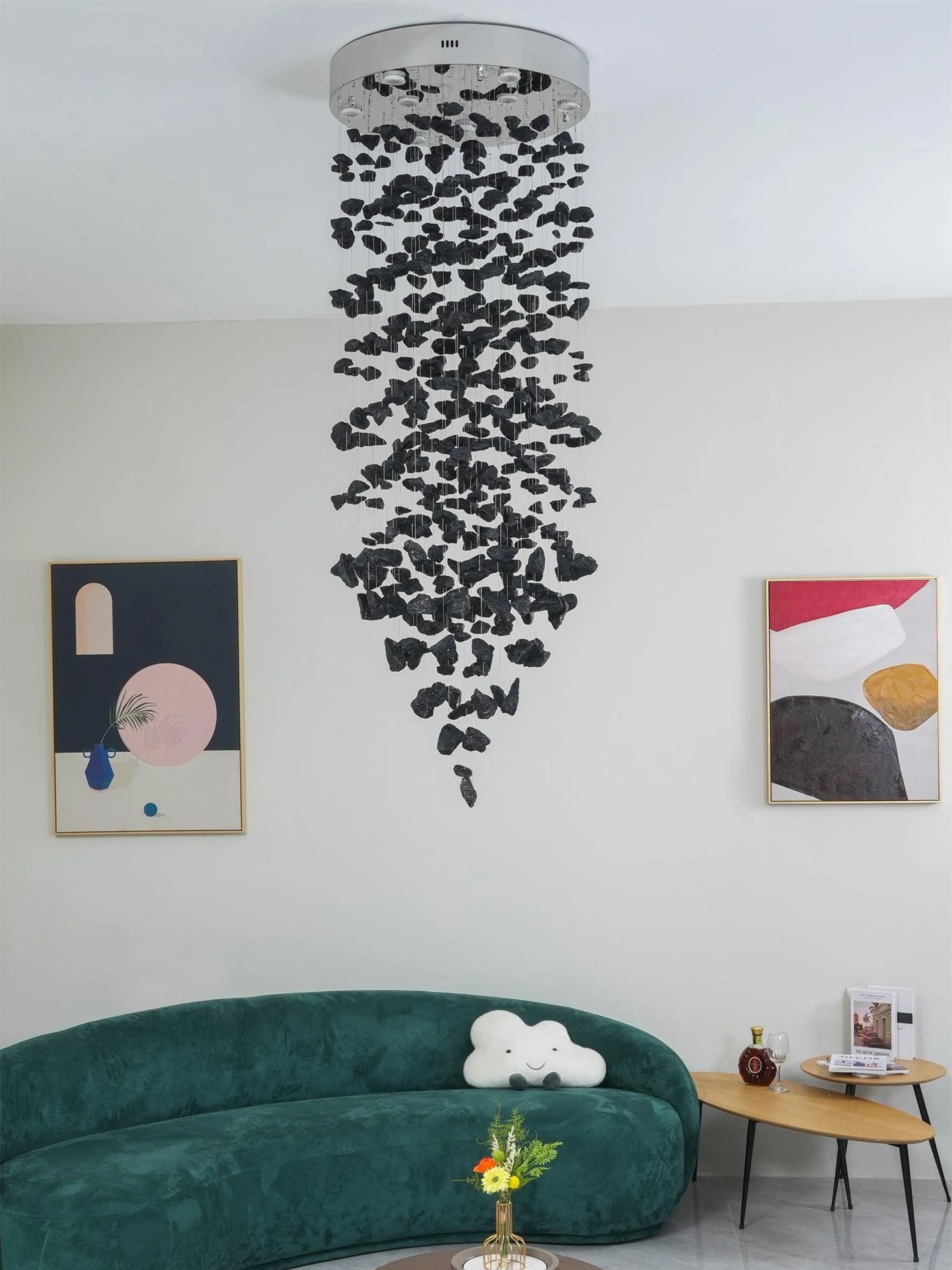 Arsilus Charcoal  Stone Sculptural Chandelier  Letter G to L - Image 61