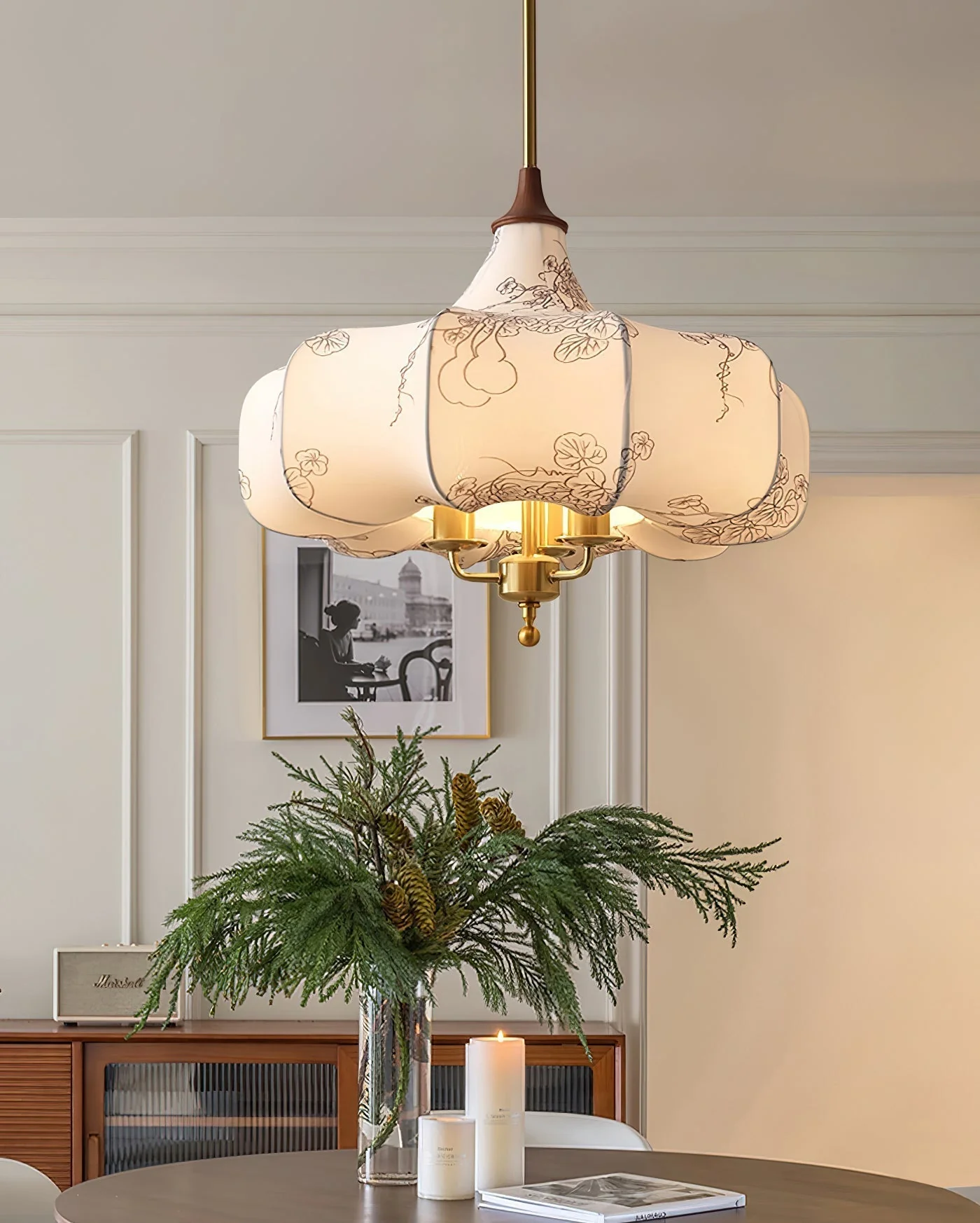 Fioren Fabric & Wood Pendant Light - Image 10