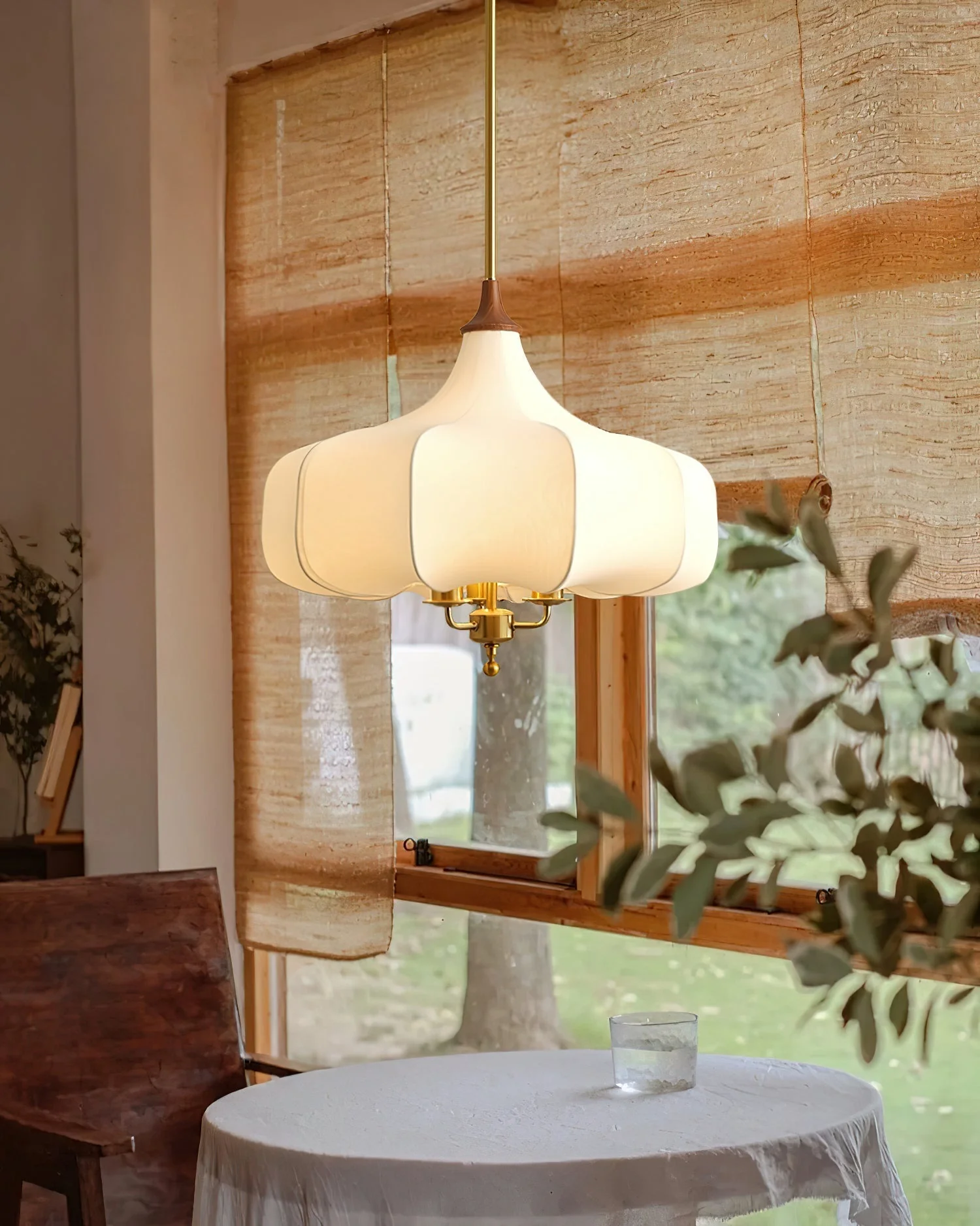 Fioren Fabric & Wood Pendant Light - Image 11