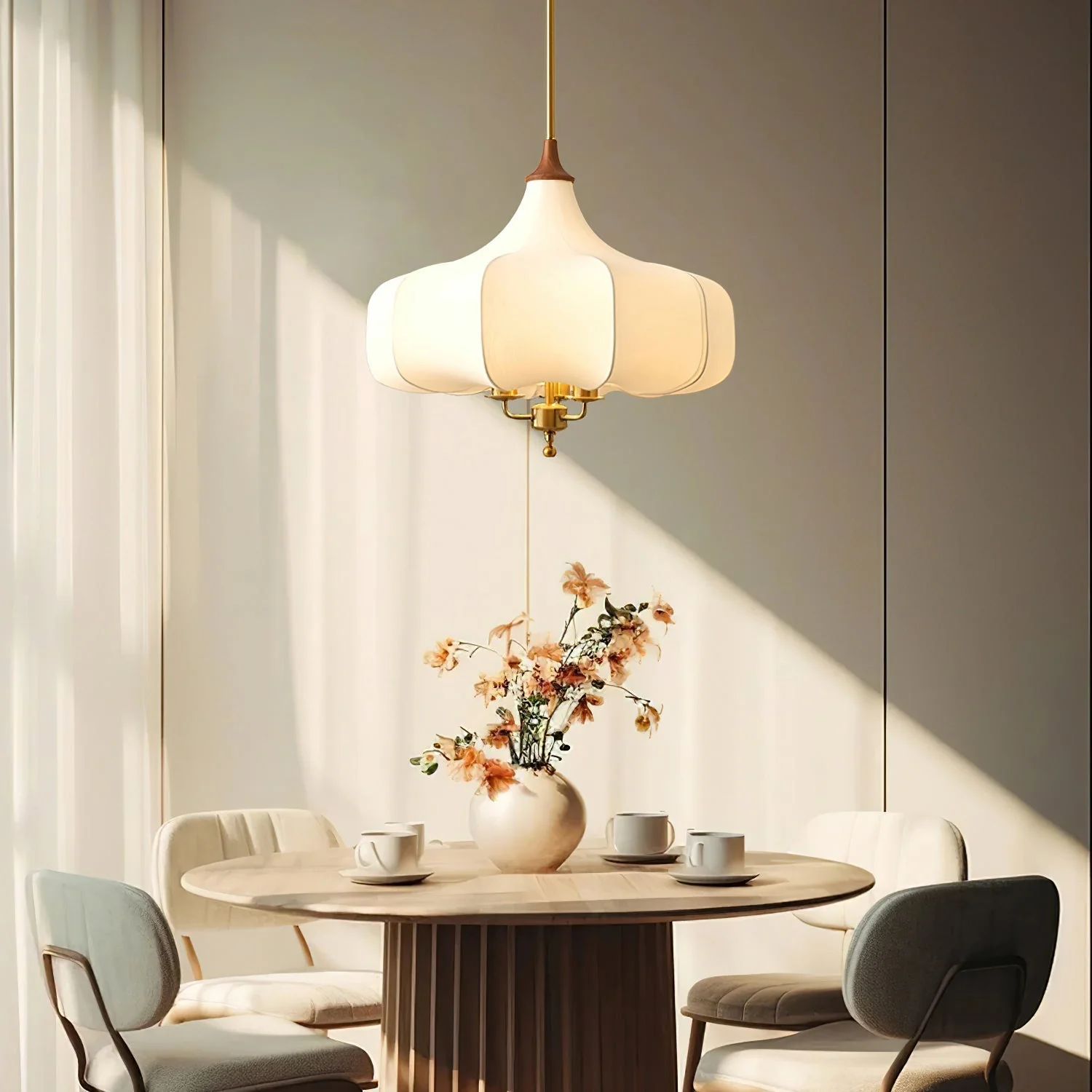 Fioren Fabric & Wood Pendant Light - Image 19