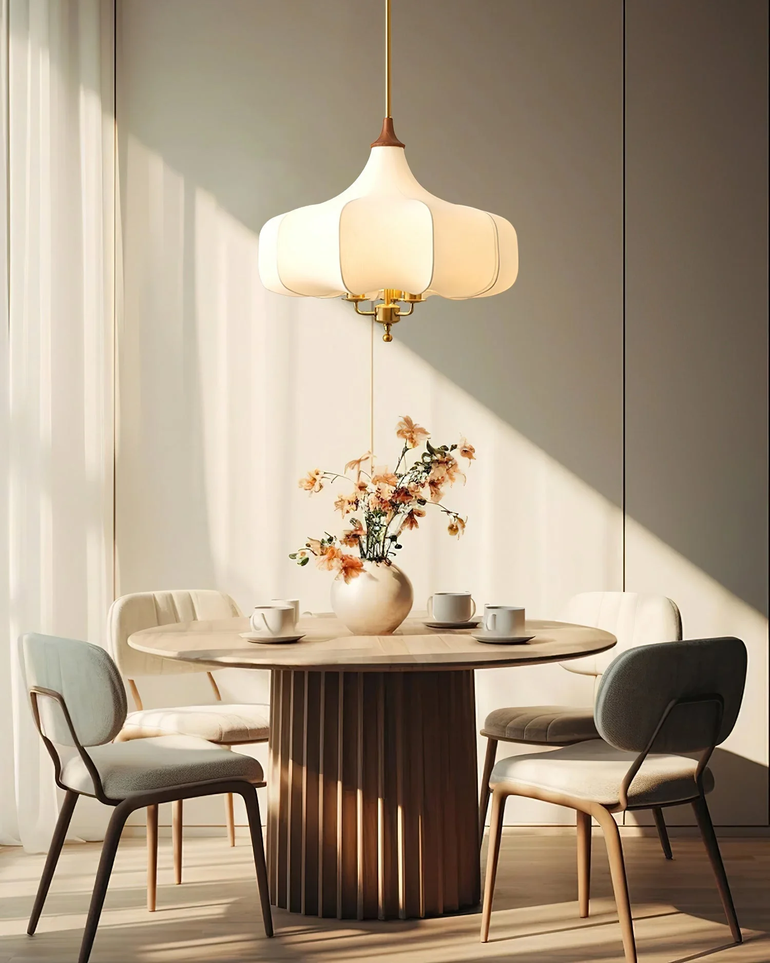 Fioren Fabric & Wood Pendant Light - Image 20