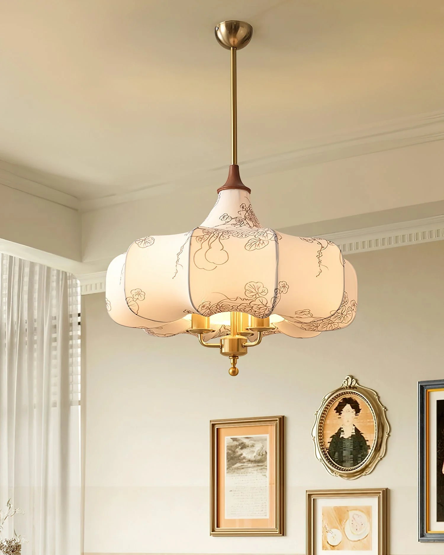 Fioren Fabric & Wood Pendant Light - Image 4