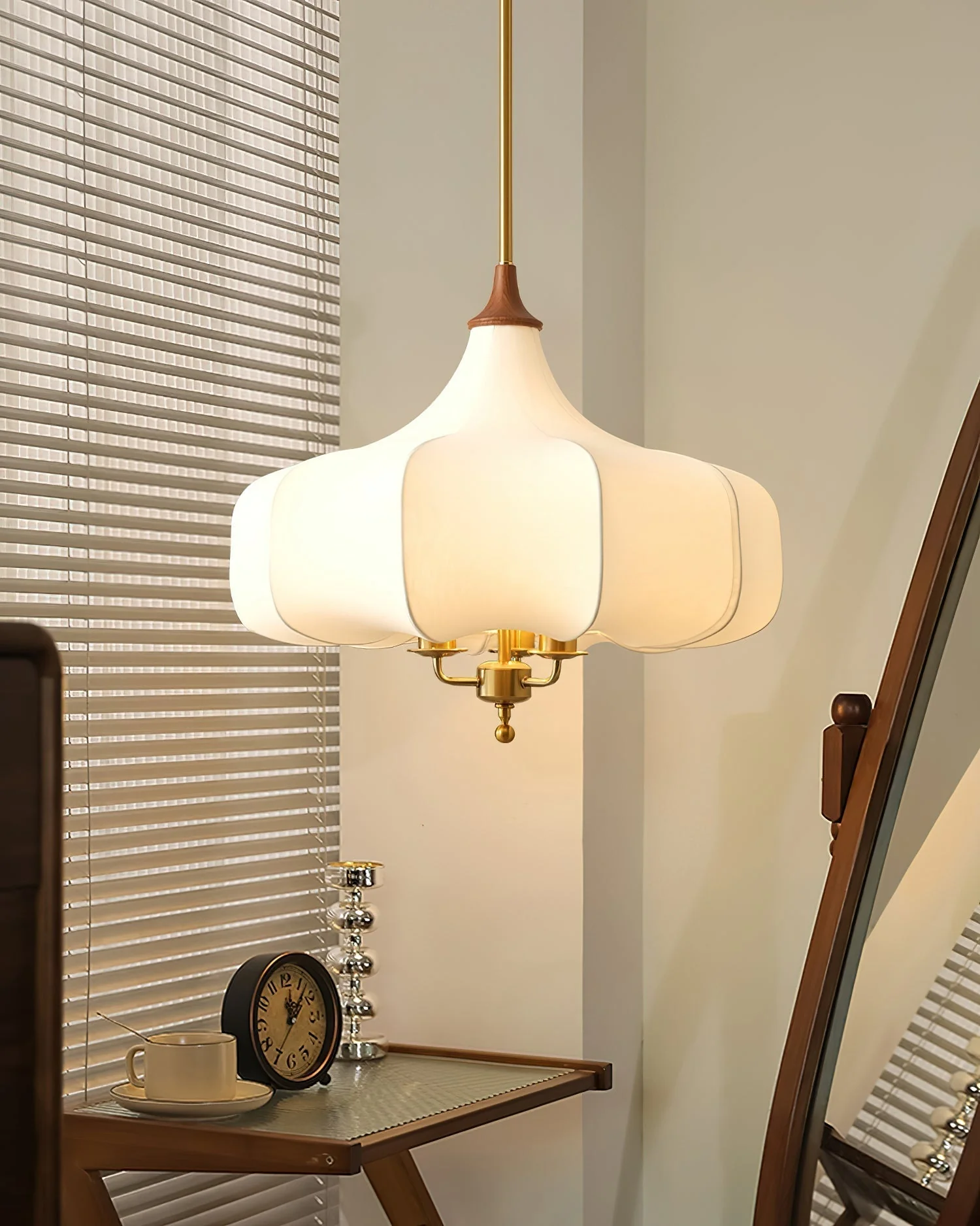 Fioren Fabric & Wood Pendant Light - Image 9