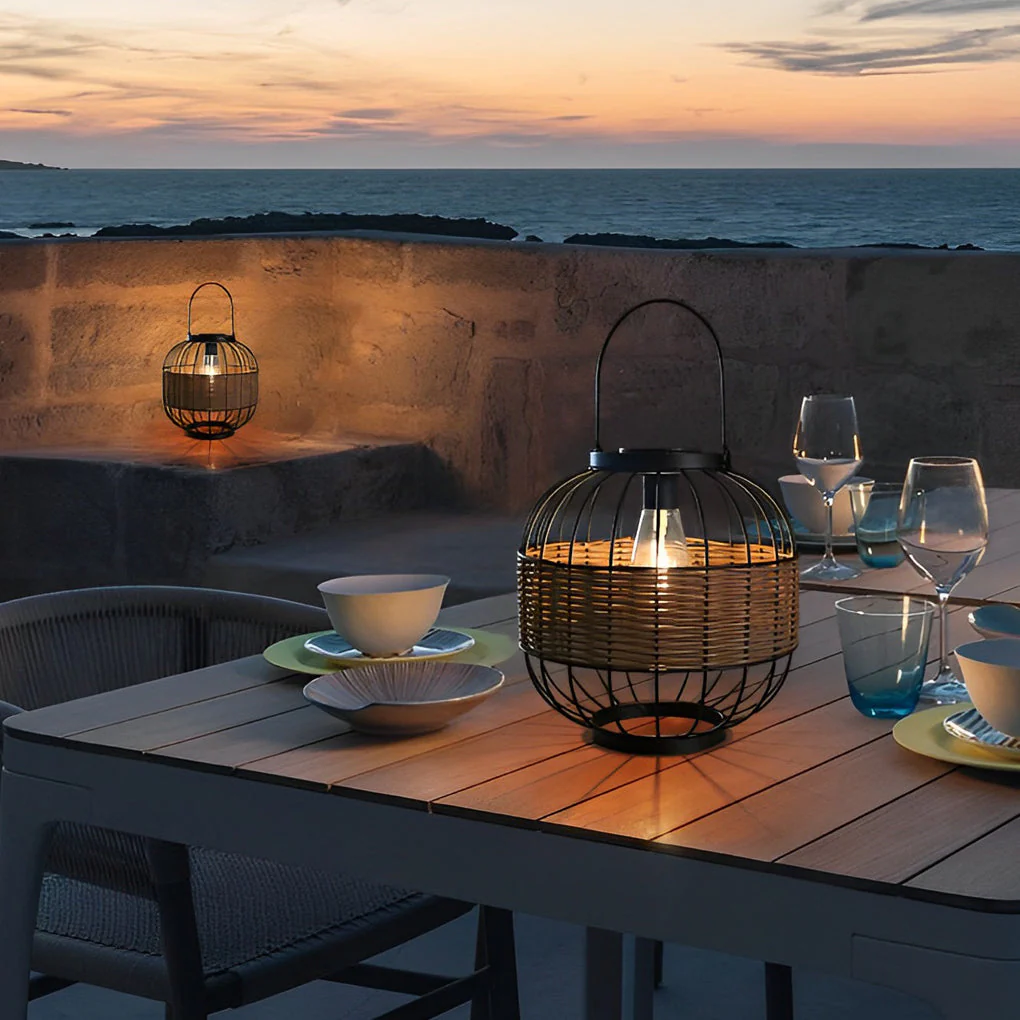 Fiter Decor Cage Shape Intelligent Rattan Outdoor Lanterns - Image 4