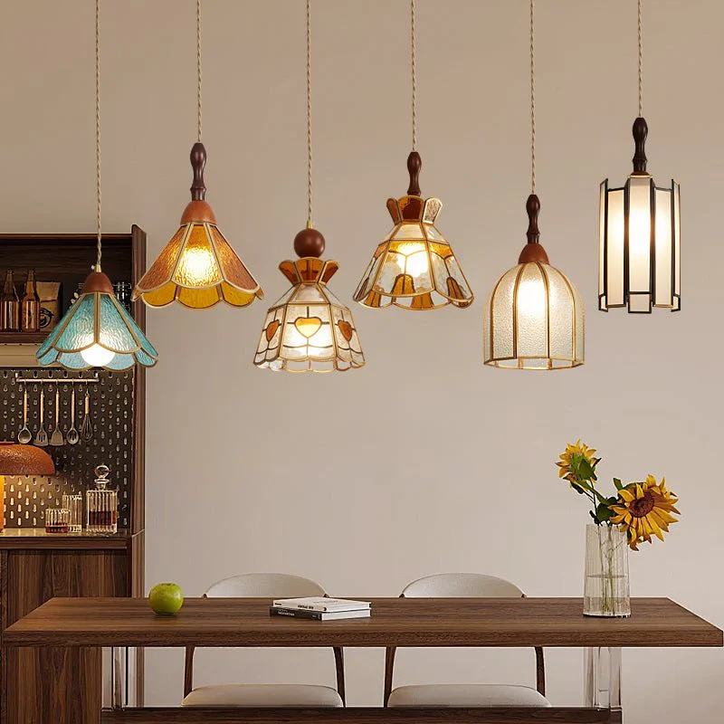 Florace Wood & Glass Vintage Pendant Lamp - Image 4