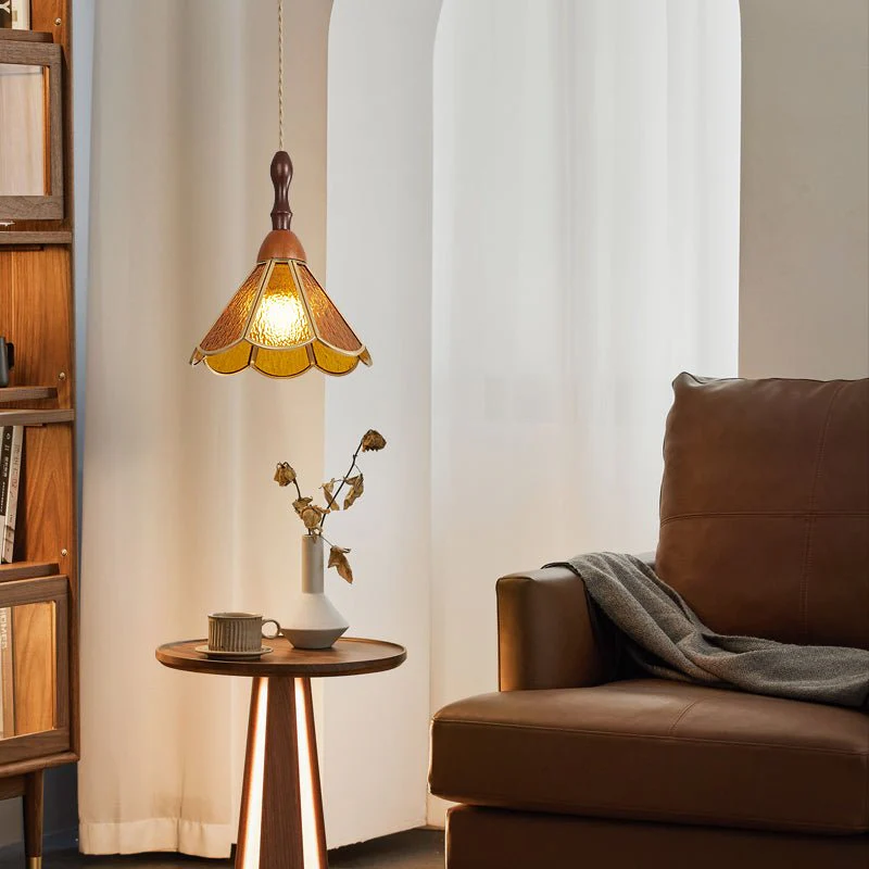 Florace Wood & Glass Vintage Pendant Lamp - Image 40
