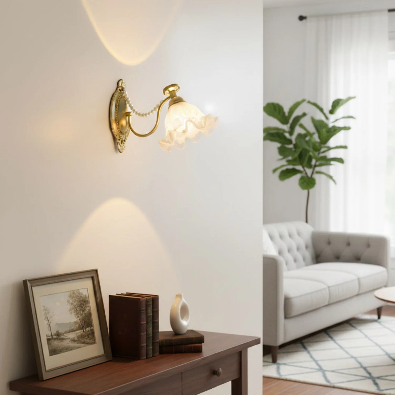 Floral Contemporary Glass Wall Light - Image 3