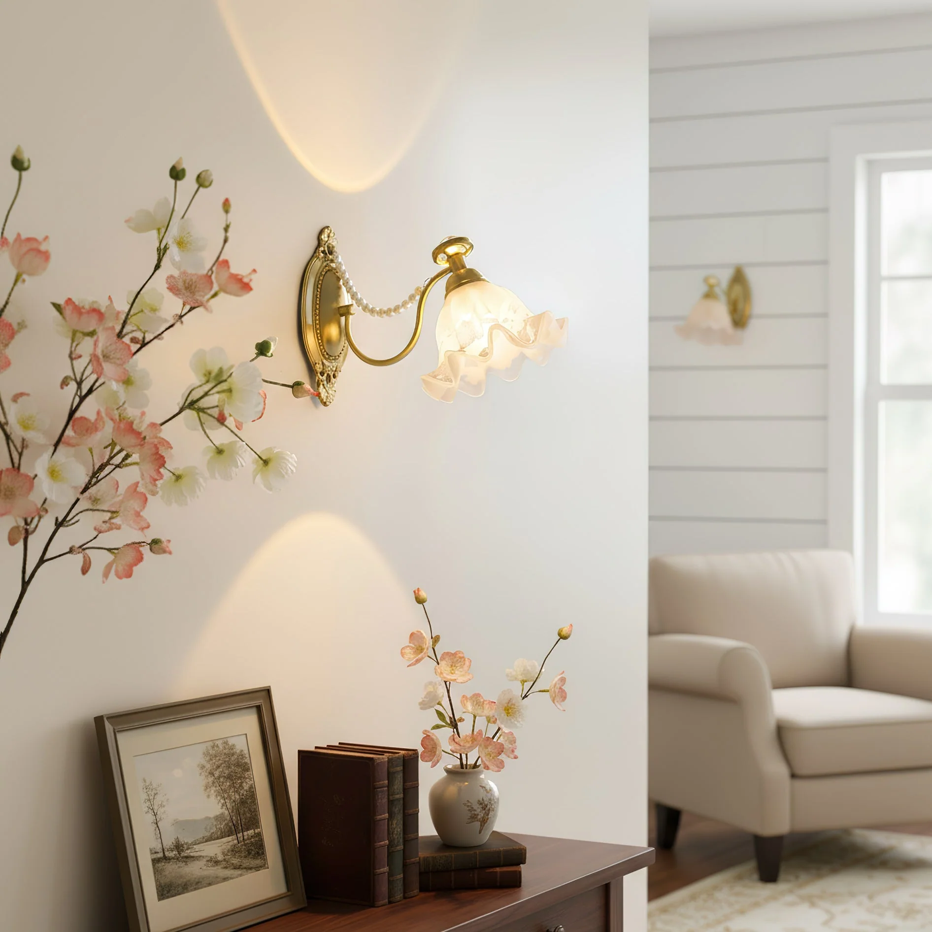 Floral Contemporary Glass Wall Light - Image 4
