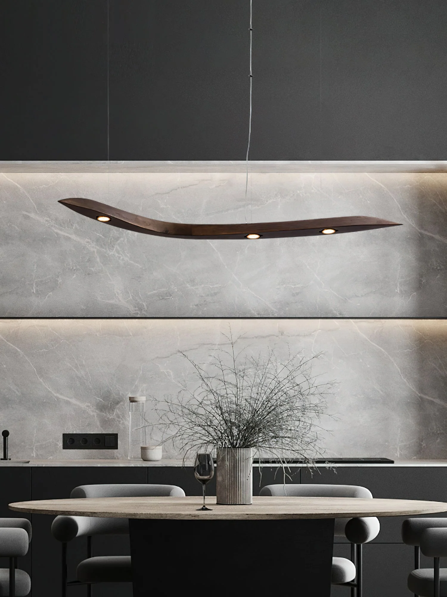 Flow Minimalist Wood Pendant Lamp - Image 2