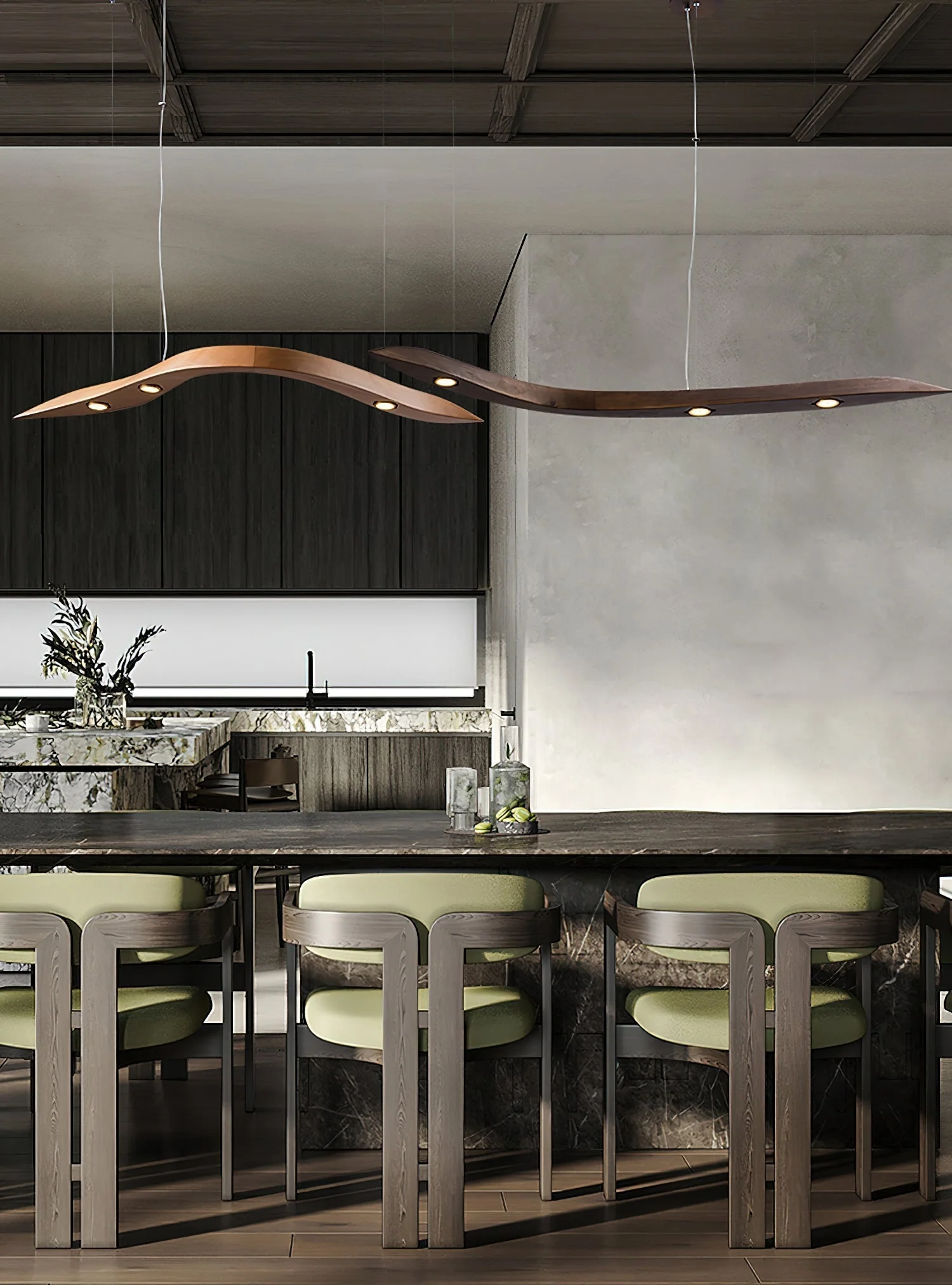 Flow Minimalist Wood Pendant Lamp - Image 26