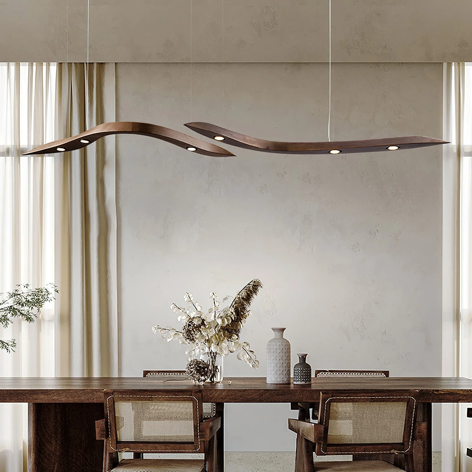 Flow Minimalist Wood Pendant Lamp - Image 4