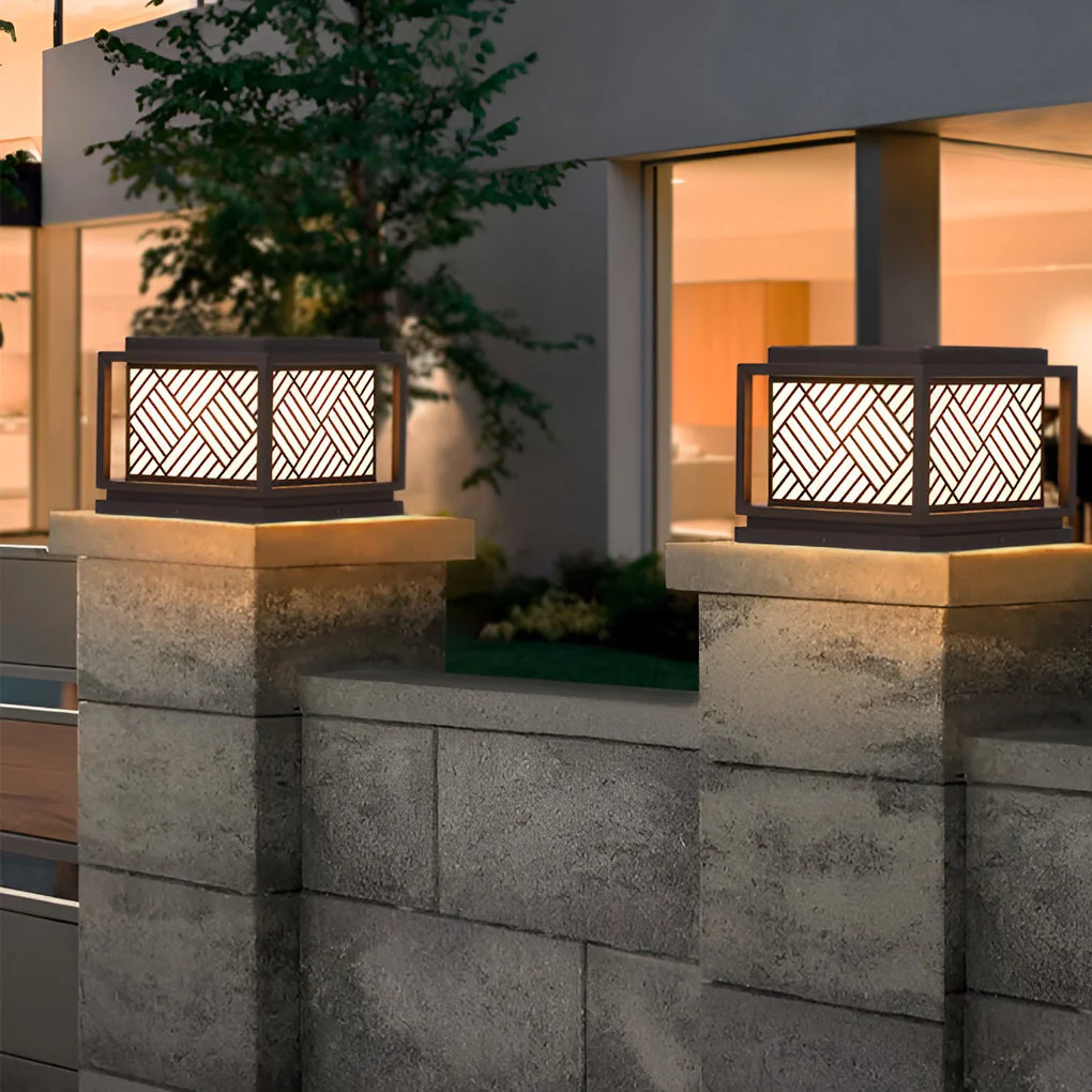 Fourth Square LED Modern Outdoor Caps Pillar Light