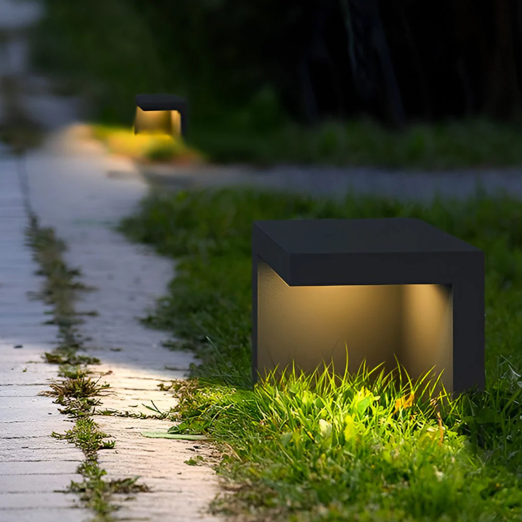 Fredy Rectangular Fixture Modern Glass Outdoor Path Light - Image 7