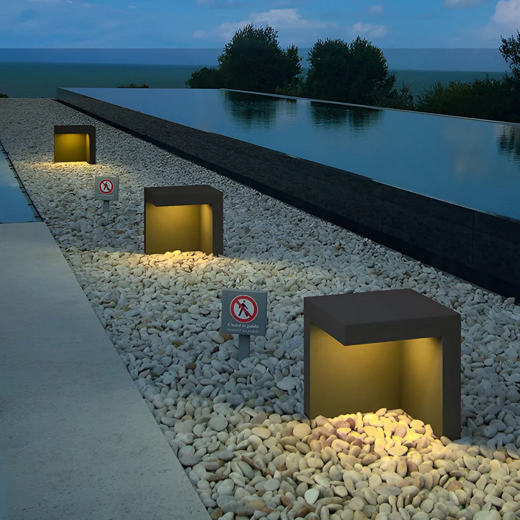 Fredy Rectangular Fixture Modern Glass Outdoor Path Light - Image 9