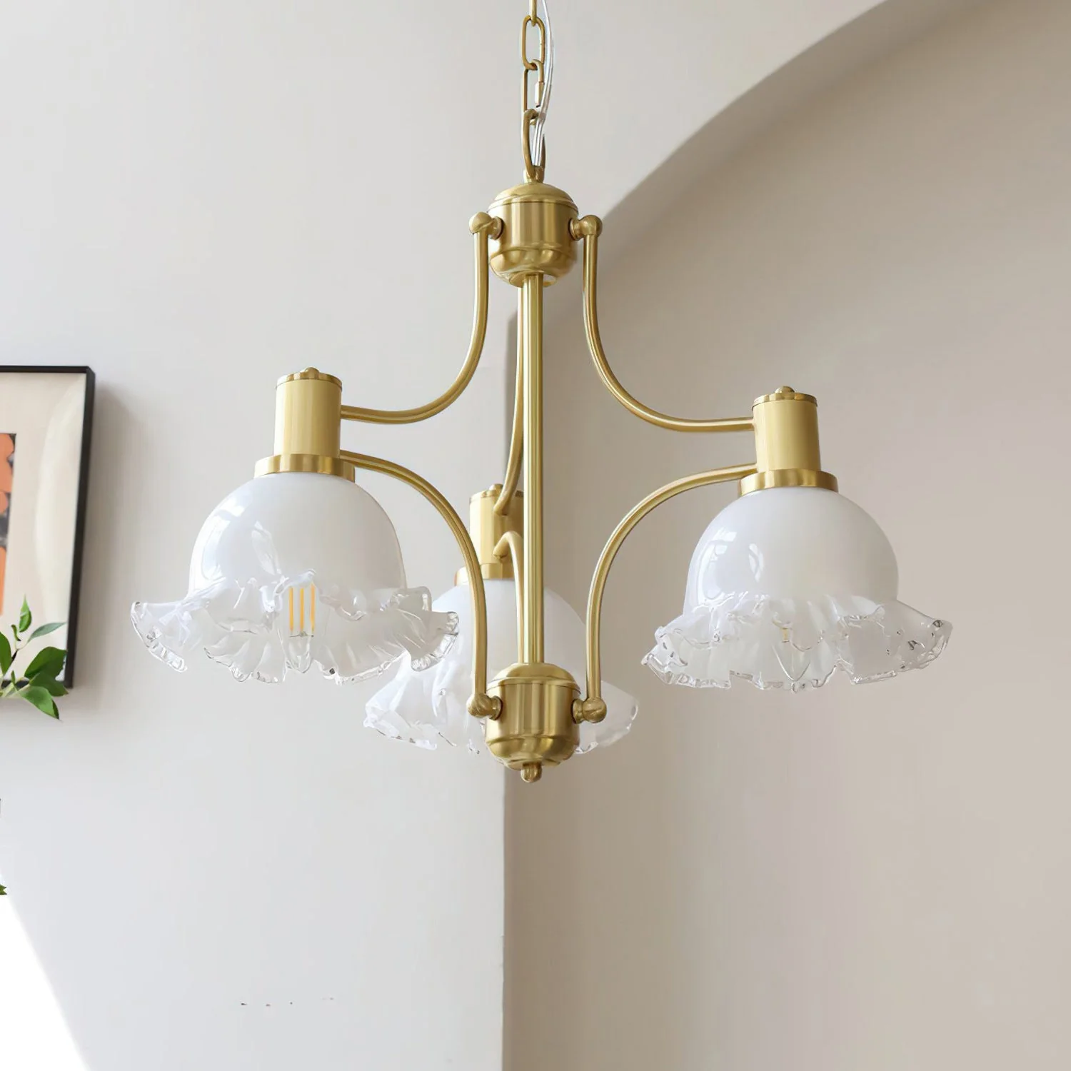 French Contemporary Brass Chandelier - Image 11
