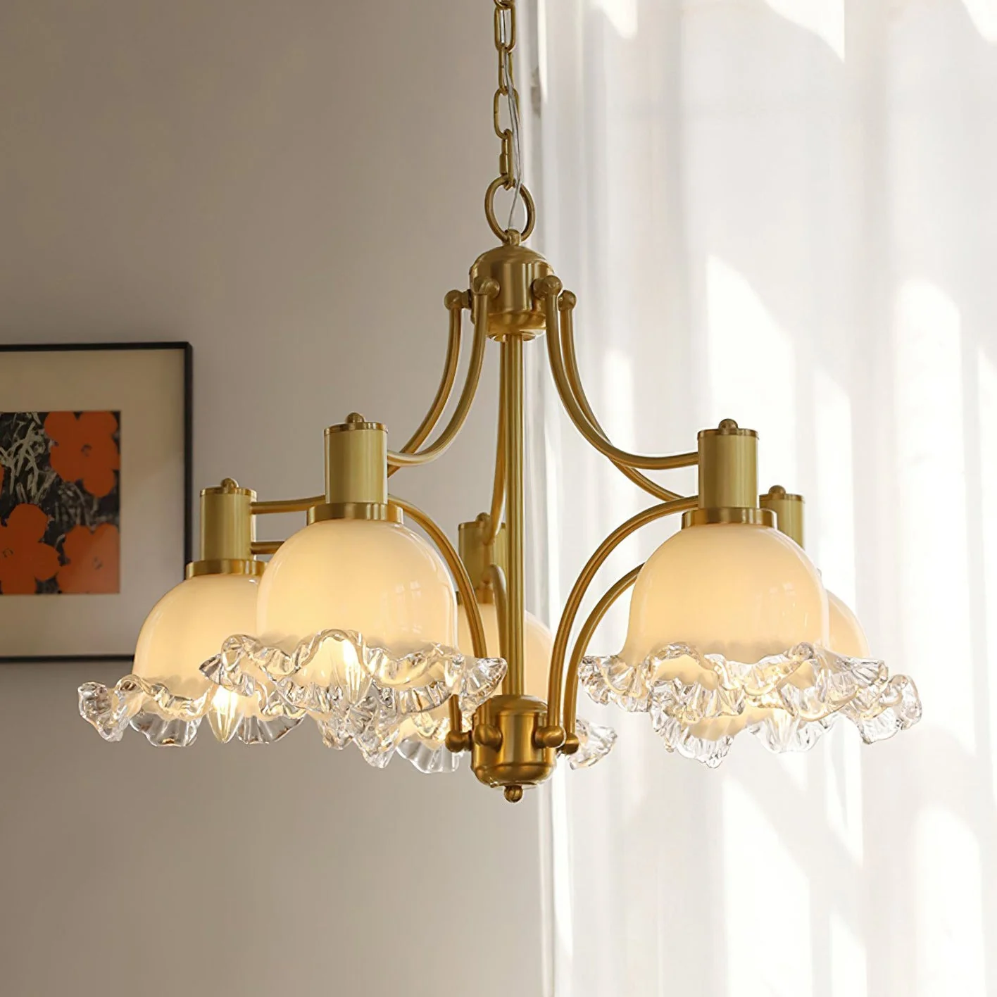 French Contemporary Brass Chandelier - Image 12