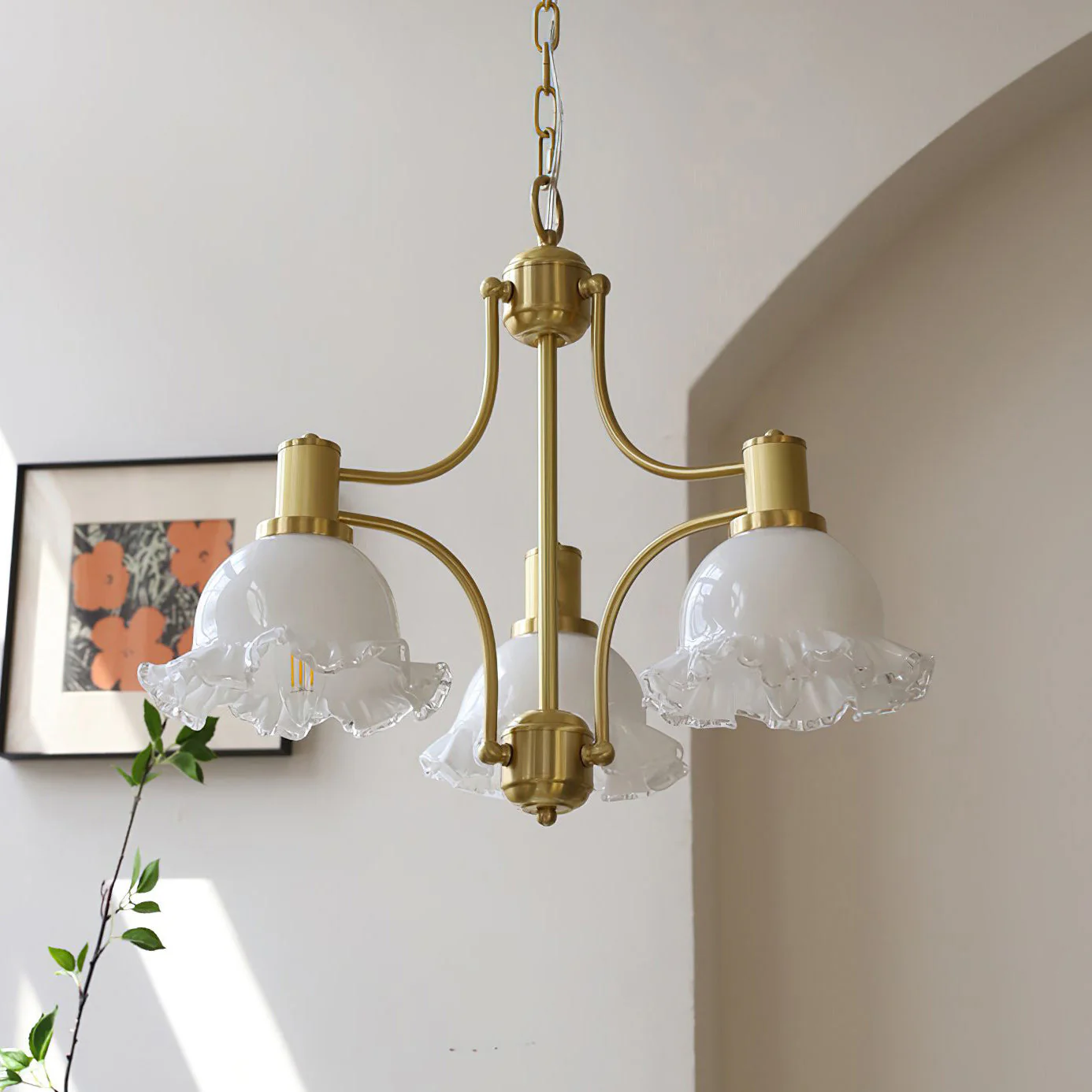 French Contemporary Brass Chandelier - Image 14