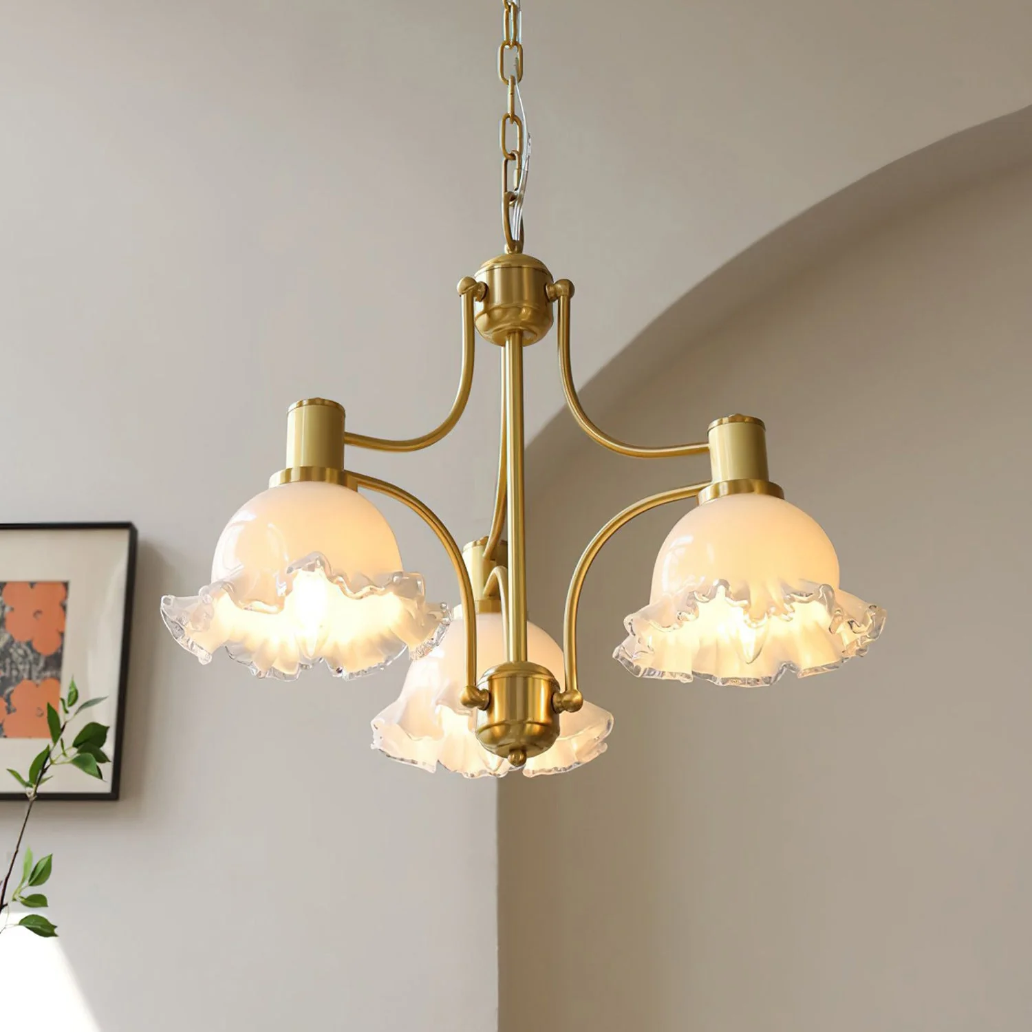 French Contemporary Brass Chandelier - Image 2