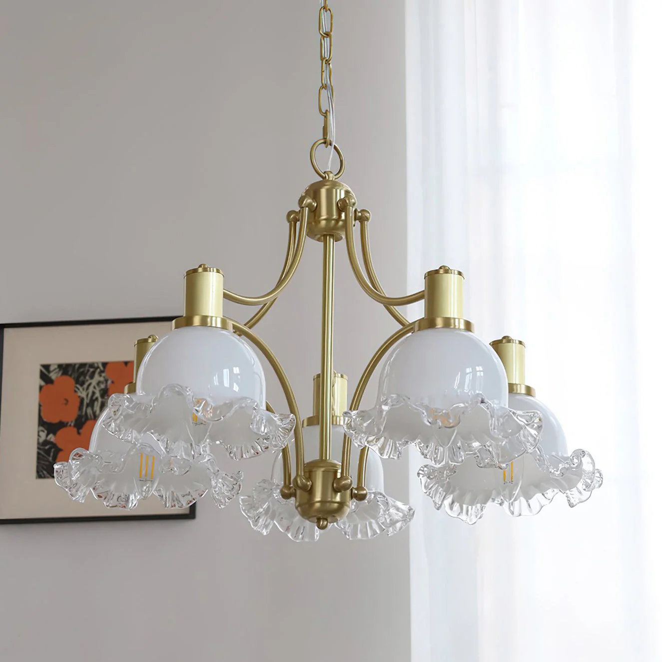 French Contemporary Brass Chandelier - Image 21