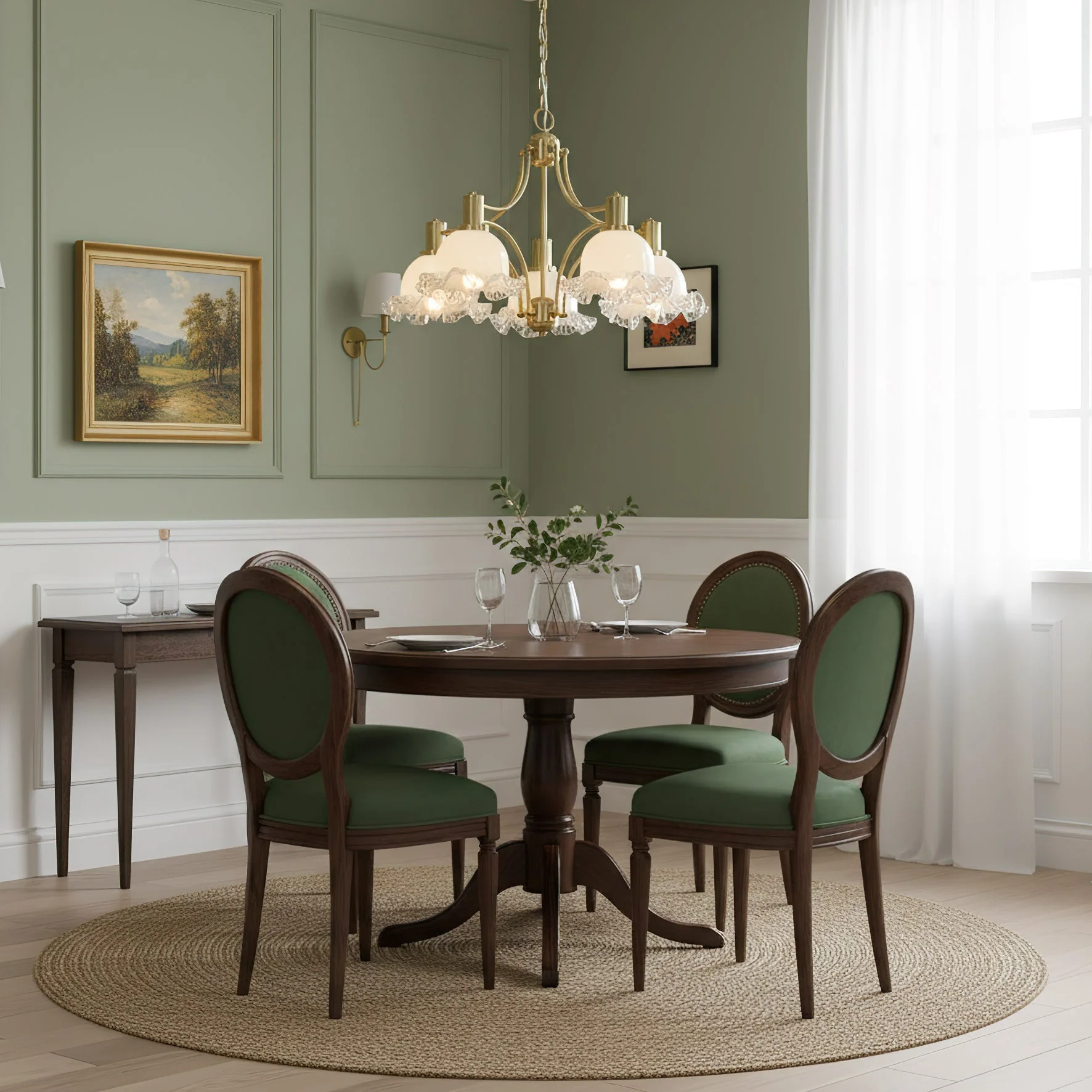French Contemporary Brass Chandelier - Image 3