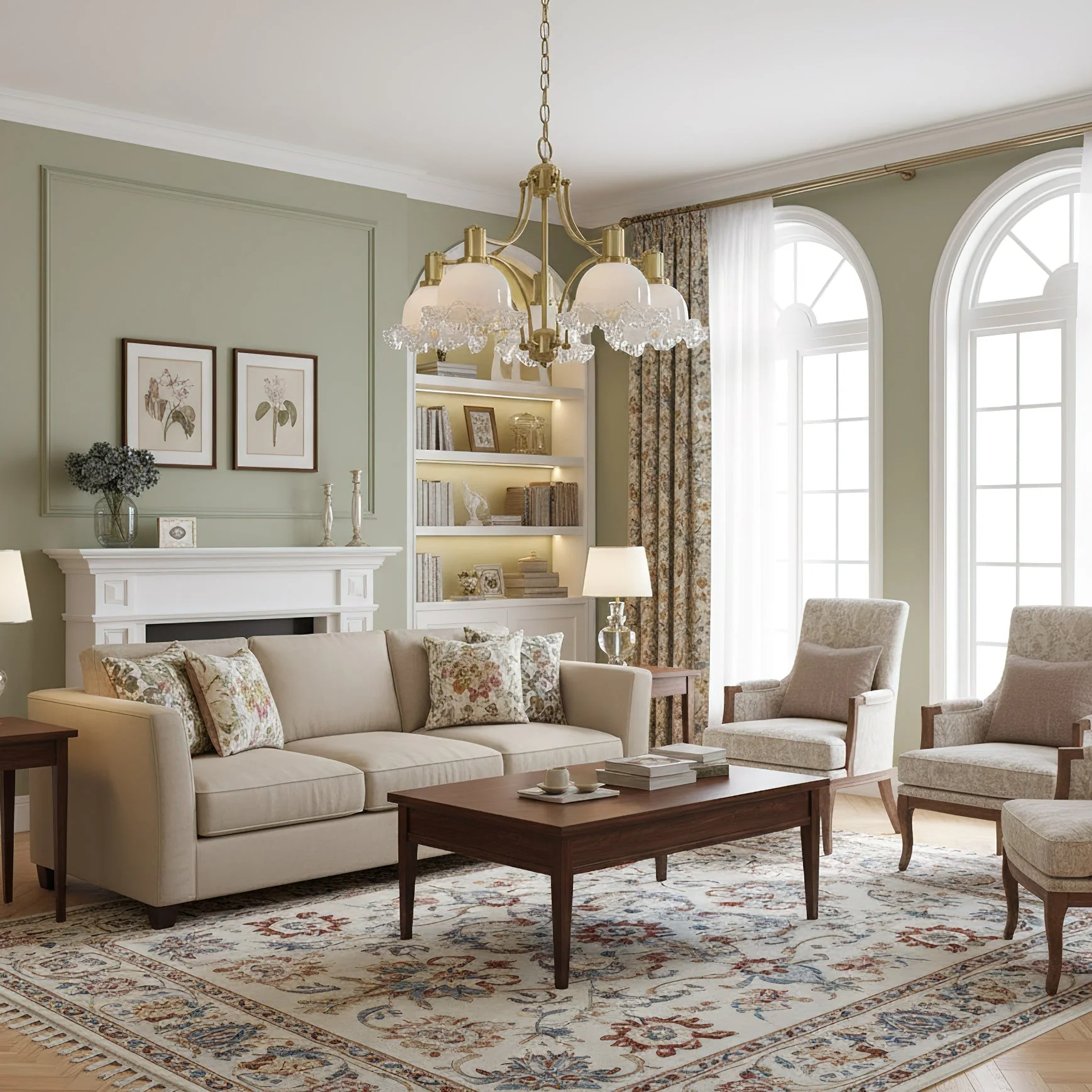 French Contemporary Brass Chandelier - Image 9