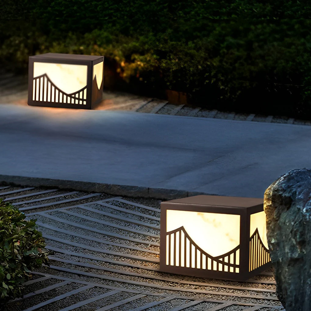Frey Mountain Scenery Modern Steel Outdoor Post Lawn Lights - Image 6