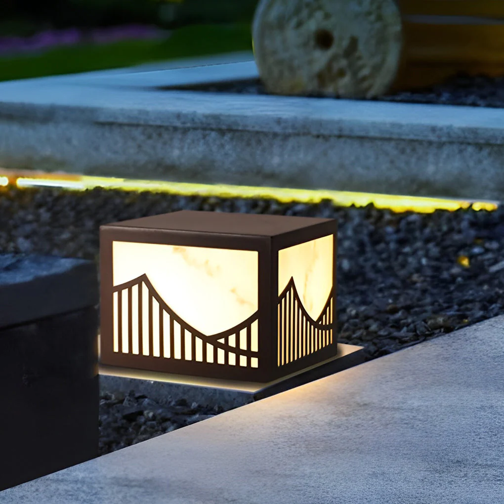 Frey Mountain Scenery Modern Steel Outdoor Post Lawn Lights - Image 8