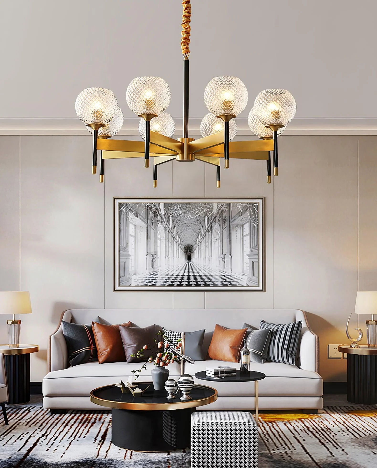Glint Modern Brass Chandelier - Image 15