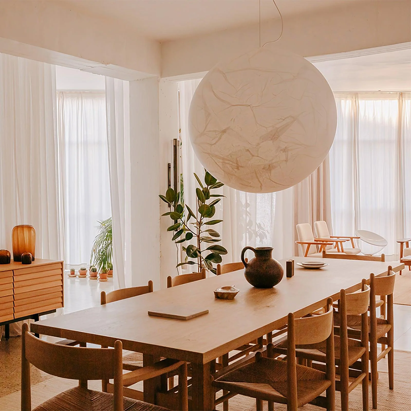 Globe Minimalist Silk Pendant Lamp - Image 22