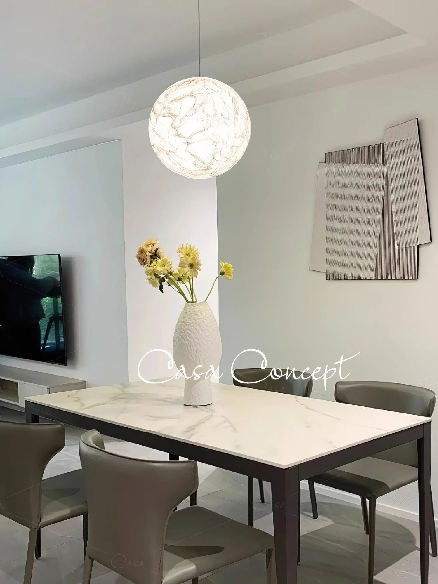 Globe Minimalist Silk Pendant Lamp - Image 41