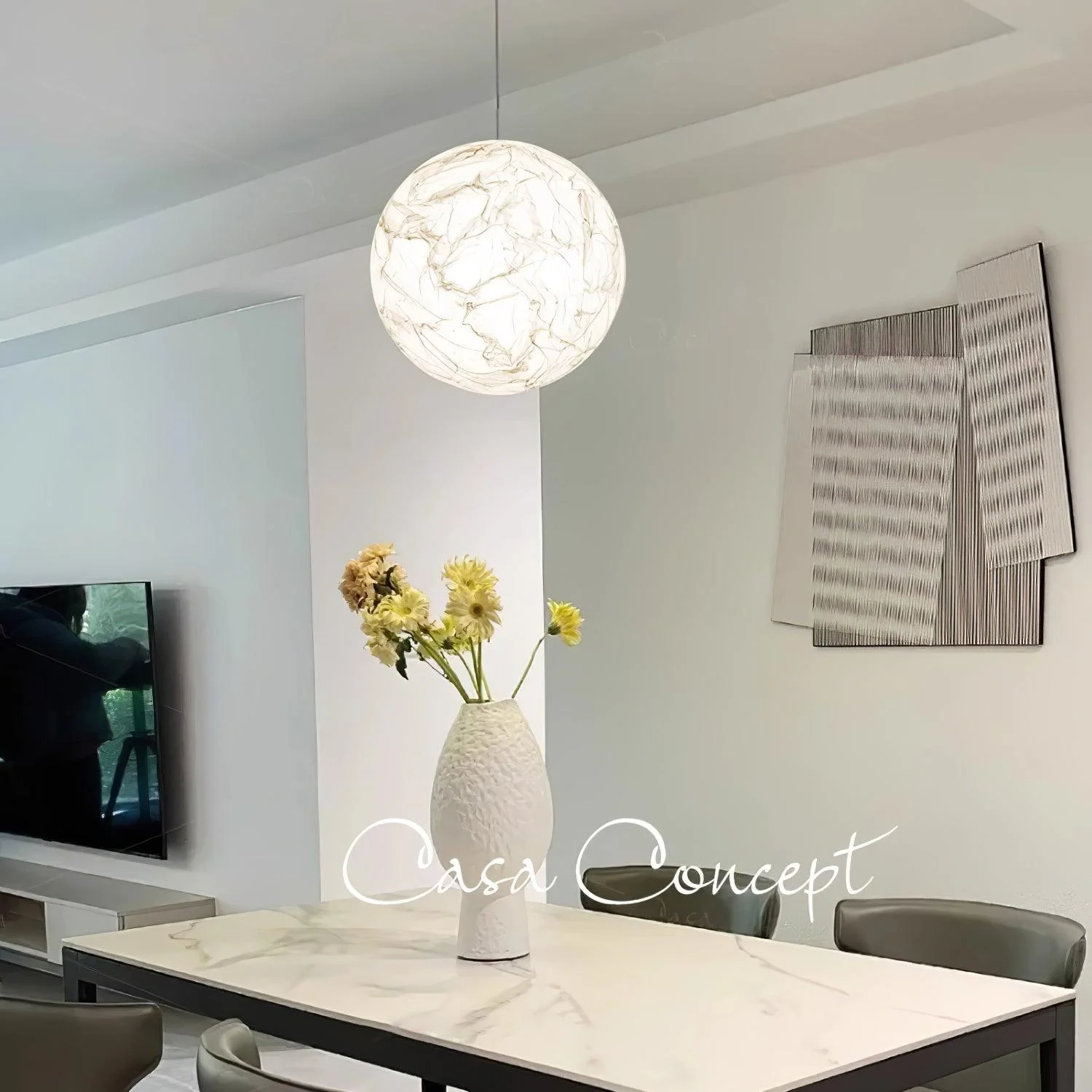 Globe Minimalist Silk Pendant Lamp - Image 46