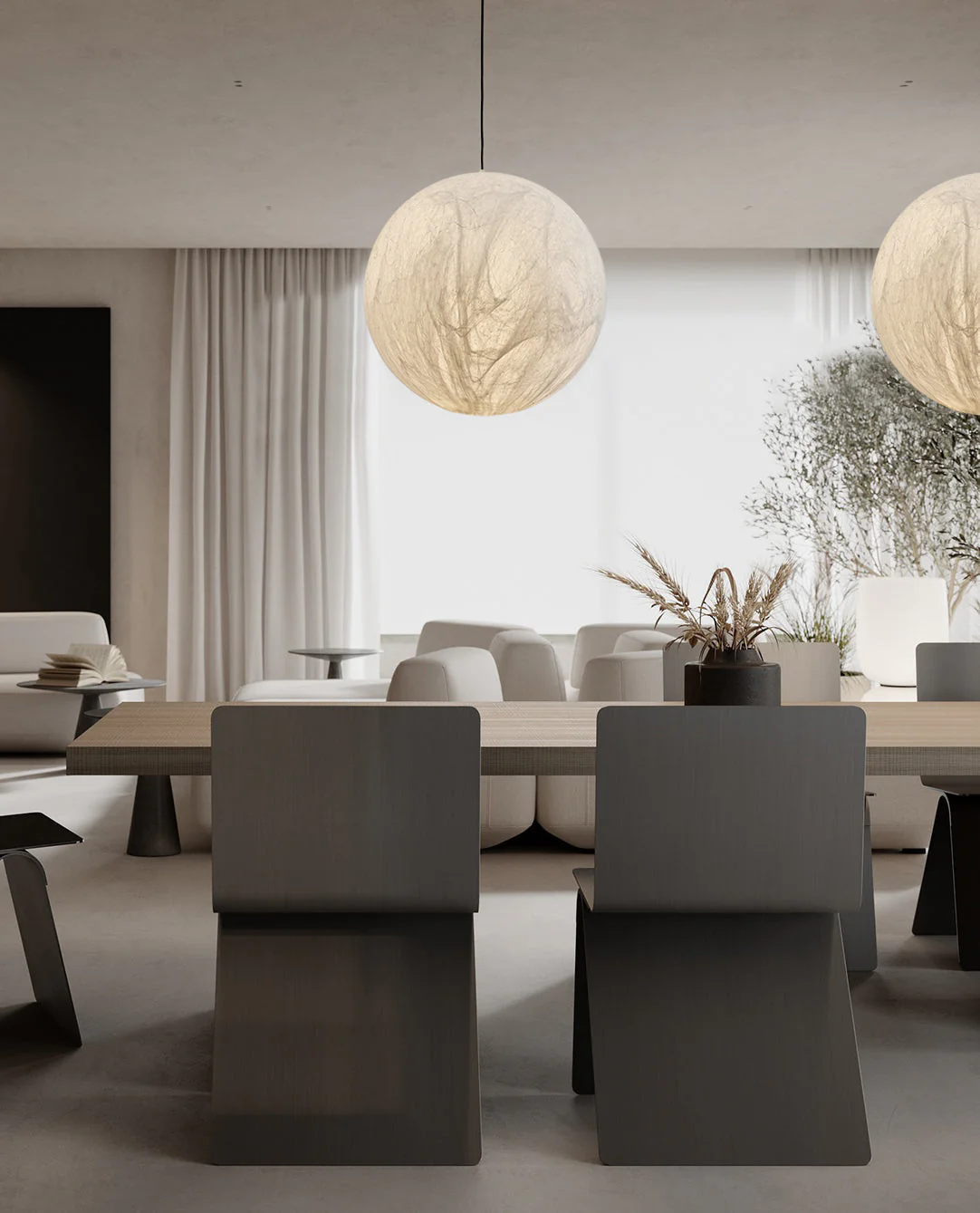 Globe Minimalist Silk Pendant Lamp - Image 51