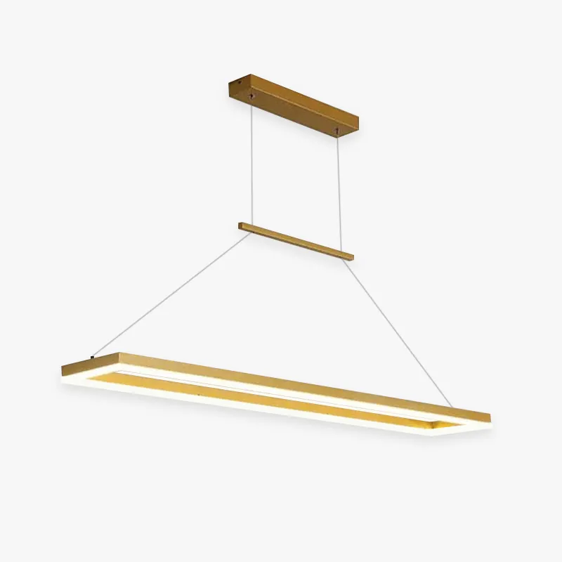 Gloen Modern Rectangular Hanging Pendant Light, Gold/Coffee