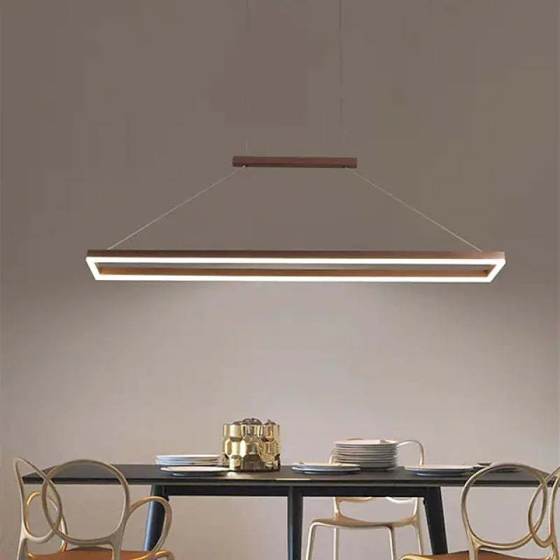 Gloen Modern Rectangular Hanging Pendant Light, Gold/Coffee - Image 11