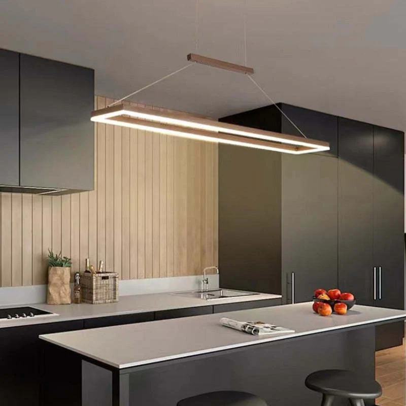Gloen Modern Rectangular Hanging Pendant Light, Gold/Coffee - Image 12