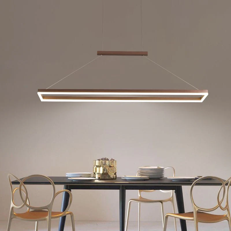 Gloen Modern Rectangular Hanging Pendant Light, Gold/Coffee - Image 13