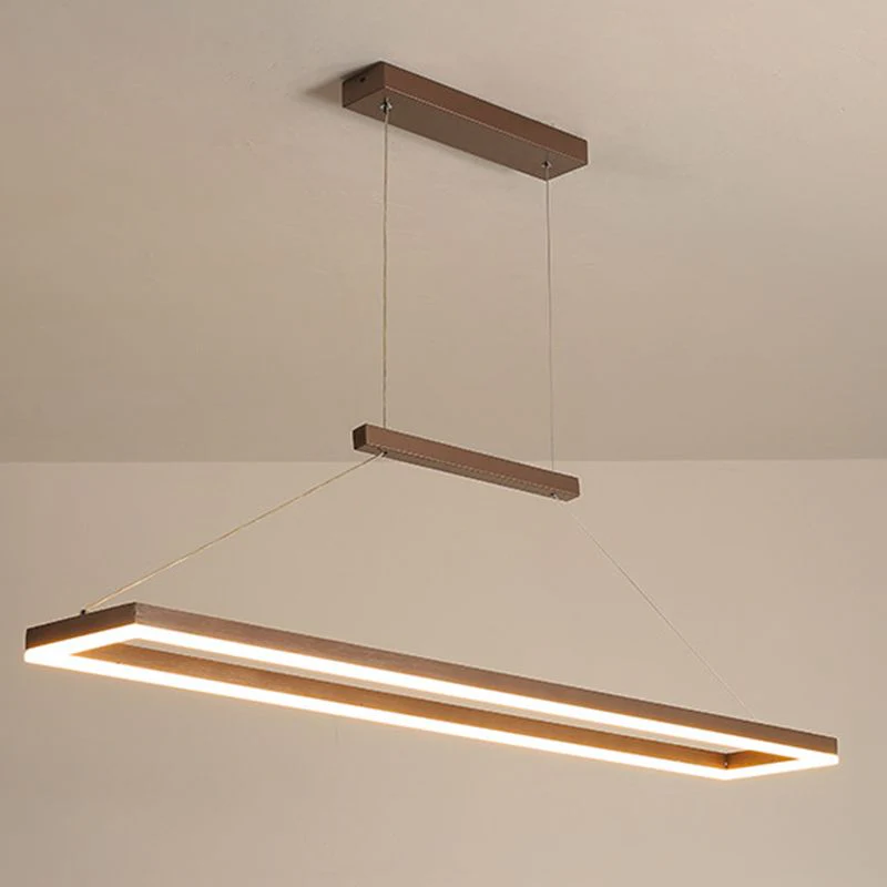 Gloen Modern Rectangular Hanging Pendant Light, Gold/Coffee - Image 15