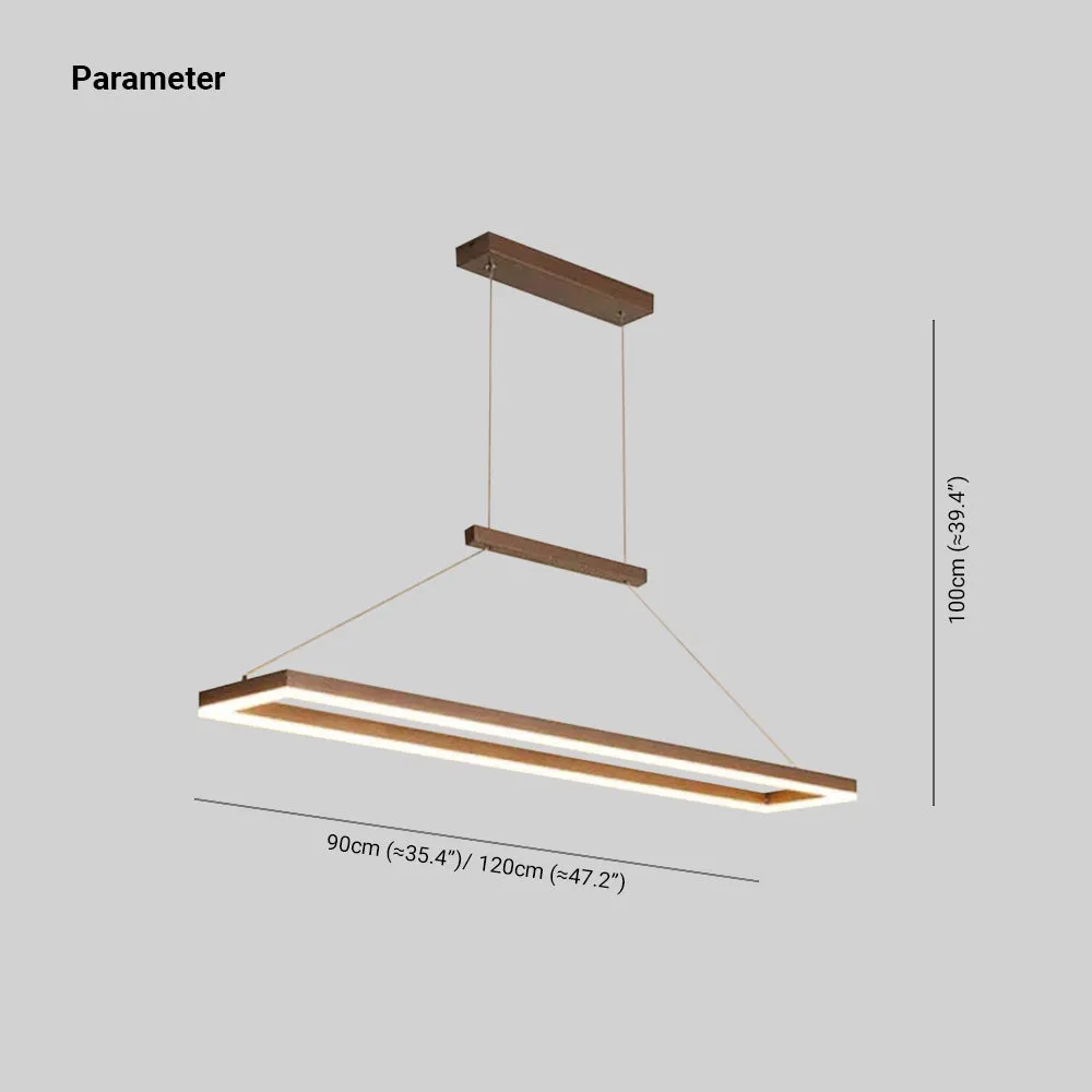 Gloen Modern Rectangular Hanging Pendant Light, Gold/Coffee - Image 3