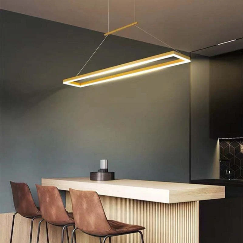 Gloen Modern Rectangular Hanging Pendant Light, Gold/Coffee - Image 5