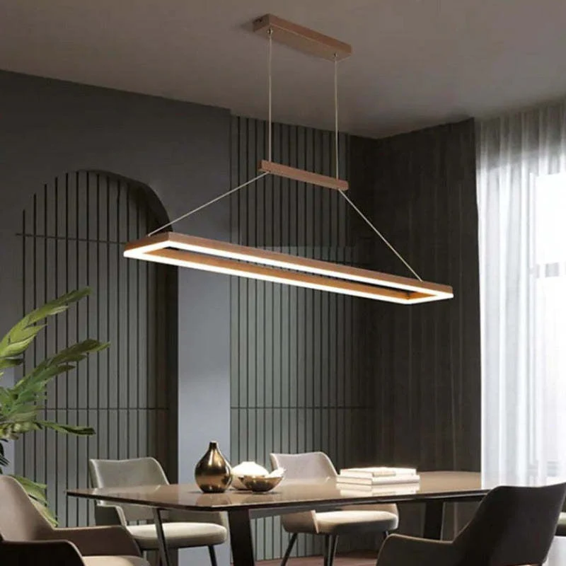 Gloen Modern Rectangular Hanging Pendant Light, Gold/Coffee - Image 6