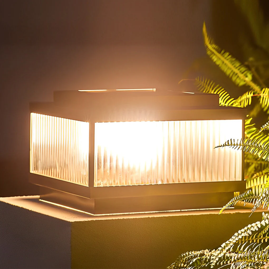 Glynn Square Intelligent Timing Modern Glass Outdoor Fence Post Lights