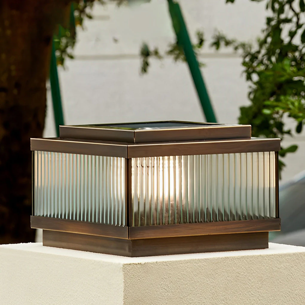 Glynn Square Intelligent Timing Modern Glass Outdoor Fence Post Lights - Image 3