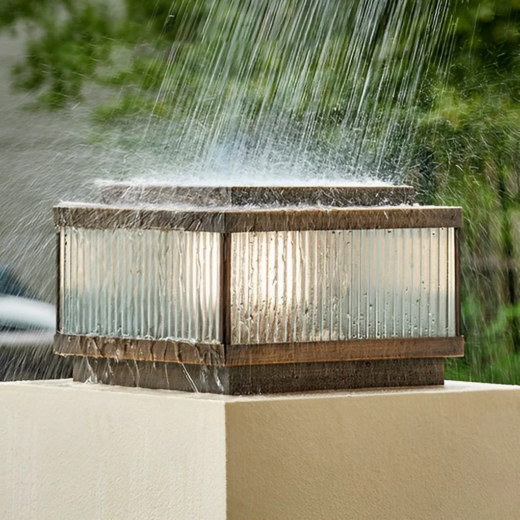 Glynn Square Intelligent Timing Modern Glass Outdoor Fence Post Lights - Image 4