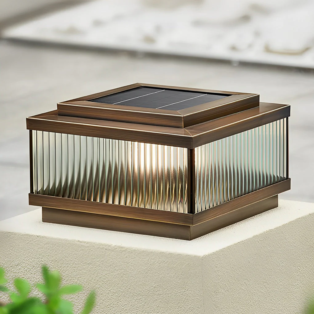 Glynn Square Intelligent Timing Modern Glass Outdoor Fence Post Lights - Image 5