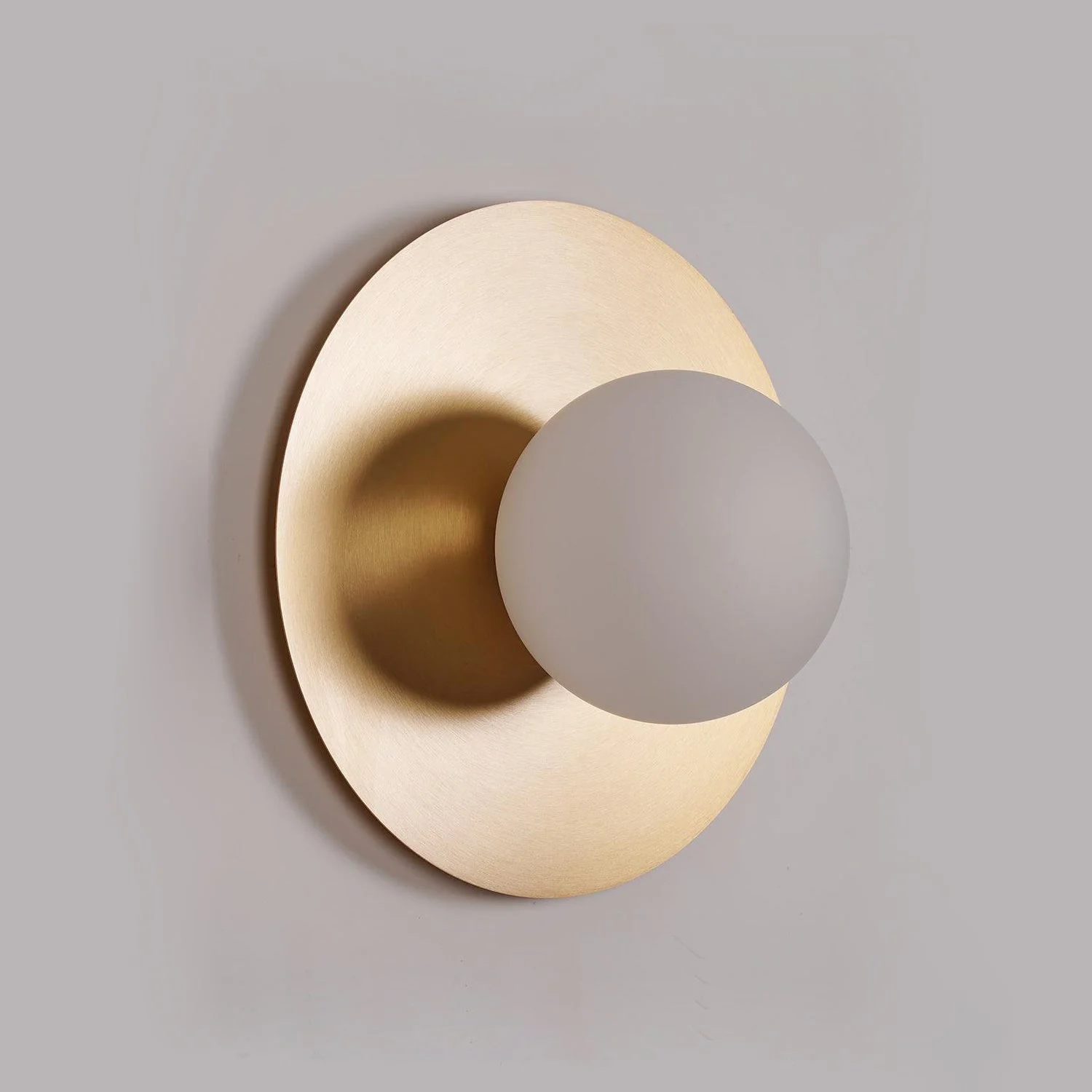 Godfrey Modern Minimalist Round Art Brass Glass Wall Lamp - Image 14
