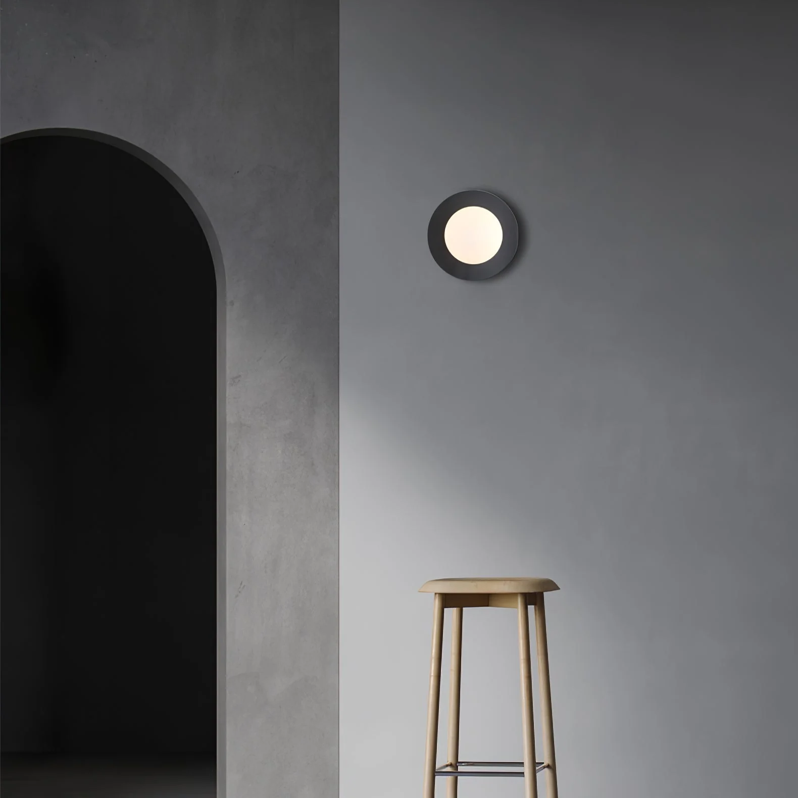 Godfrey Modern Minimalist Round Art Brass Glass Wall Lamp - Image 15