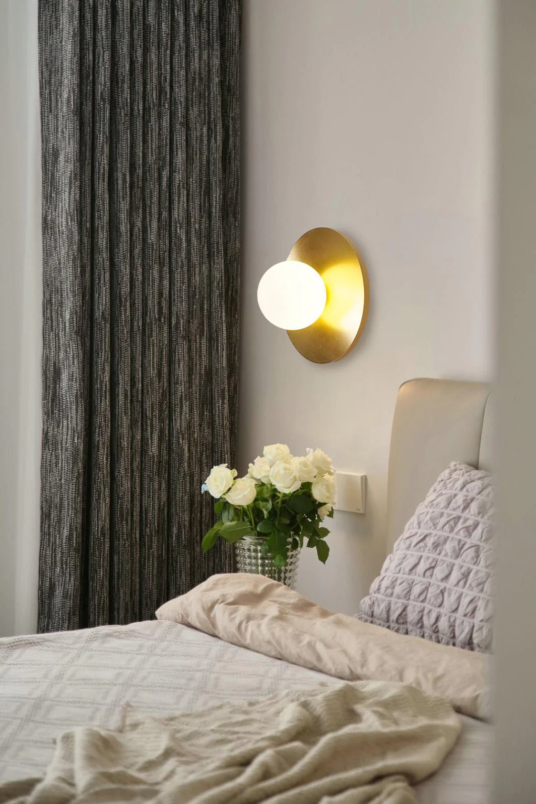 Godfrey Modern Minimalist Round Art Brass Glass Wall Lamp - Image 16